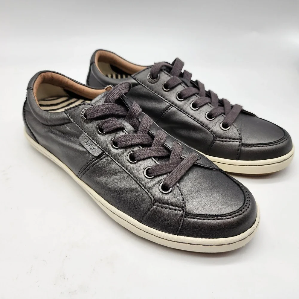 Taos Onward Sneakers Women's 6.5 Pewter Metallic Leather Lace Up